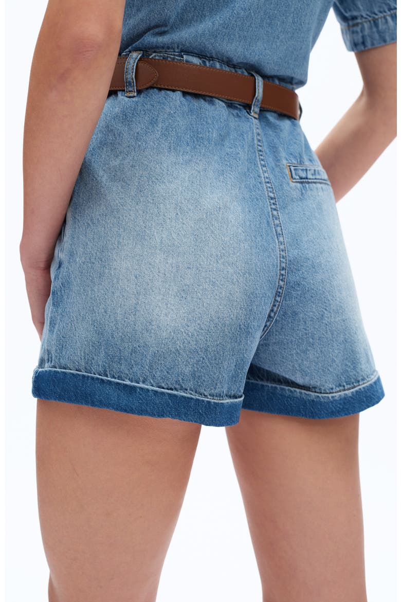 Chloe Denim Romper, Alternate, color, DOVE