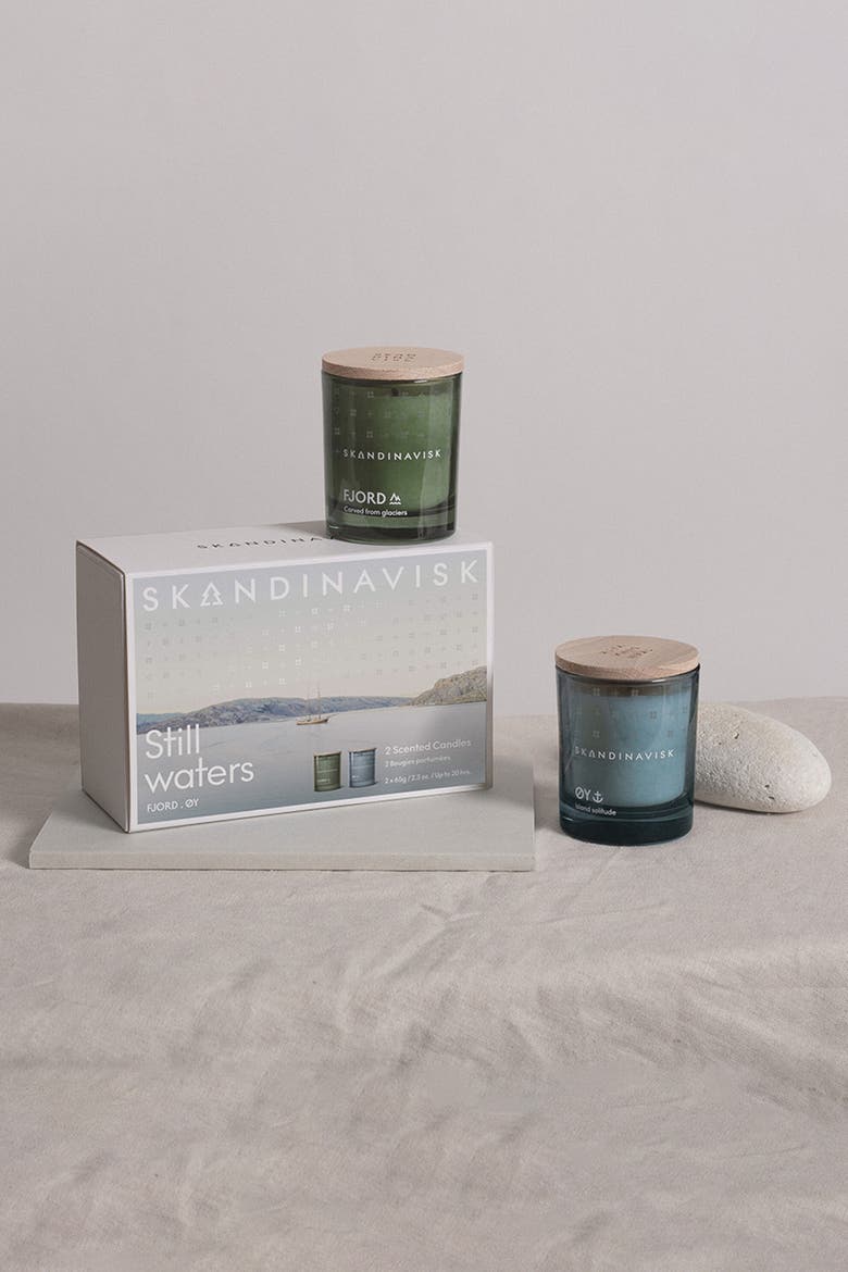 GIFTSET - Still Waters Scented Candle, Alternate, color, Fjord green/Powder blue