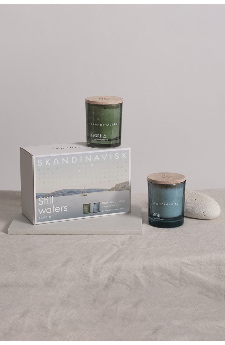 SKANDINAVISK GIFTSET - Still Waters Scented Candle, Alternate, color, Fjord Green/Powder Blue