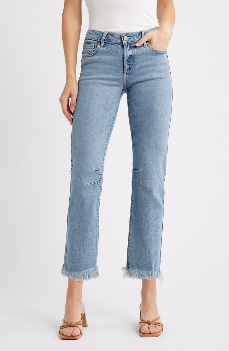 HIDDEN JEANS Frayed Low Rise Ankle Skinny Jeans, Main, color, Medium Wash