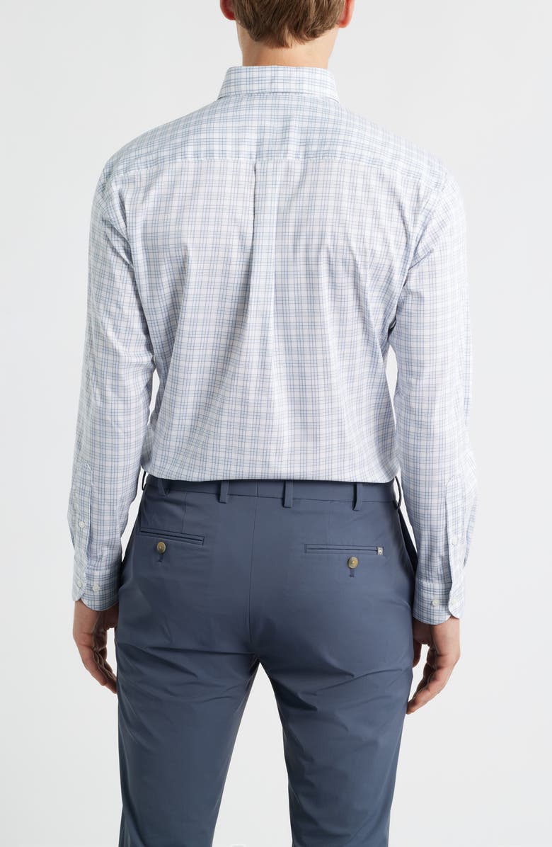 Peter Millar Douglas Crown Lite Check Performance Twill Button-Down Shirt, Alternate, color, Gale Grey