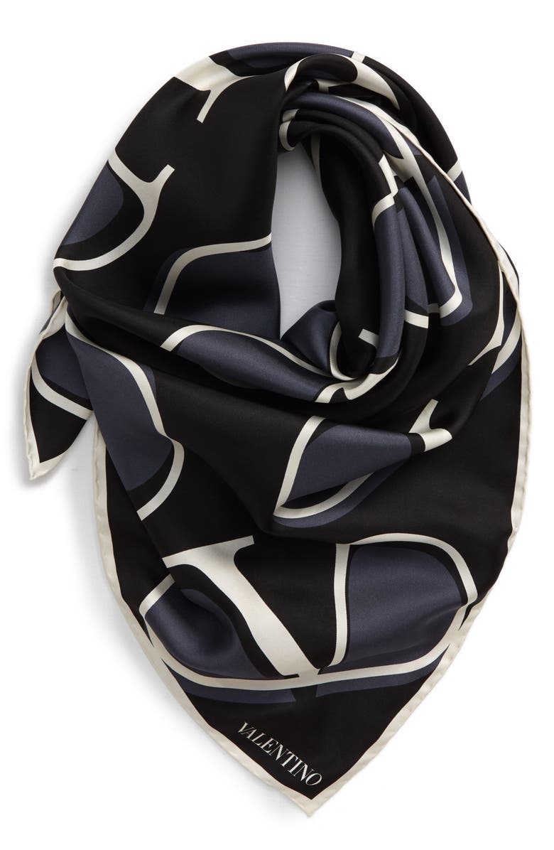 Valentino Garavani Go Logo Square Silk Scarf, Alternate, color, 