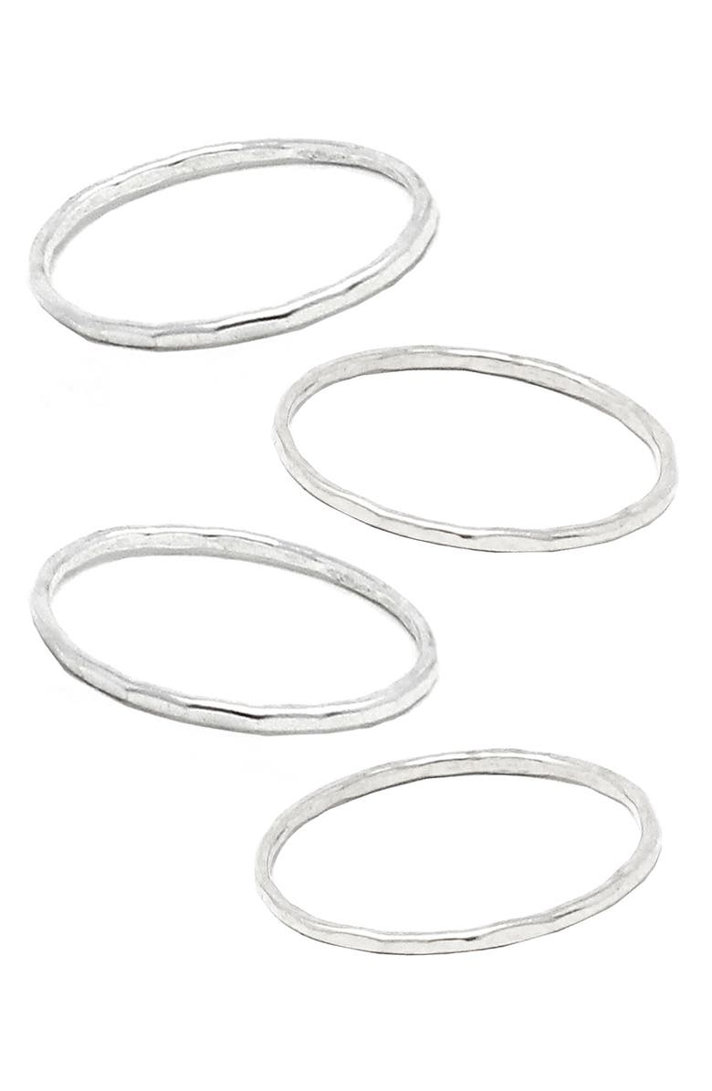 ABLE Set of 4 Hammered Stacking Rings, Main, color,
