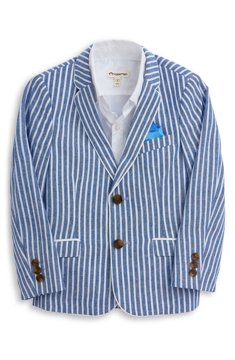 Appaman Kids' Club Stripe Linen Blend Blazer, Main, color, Canopy Stripe
