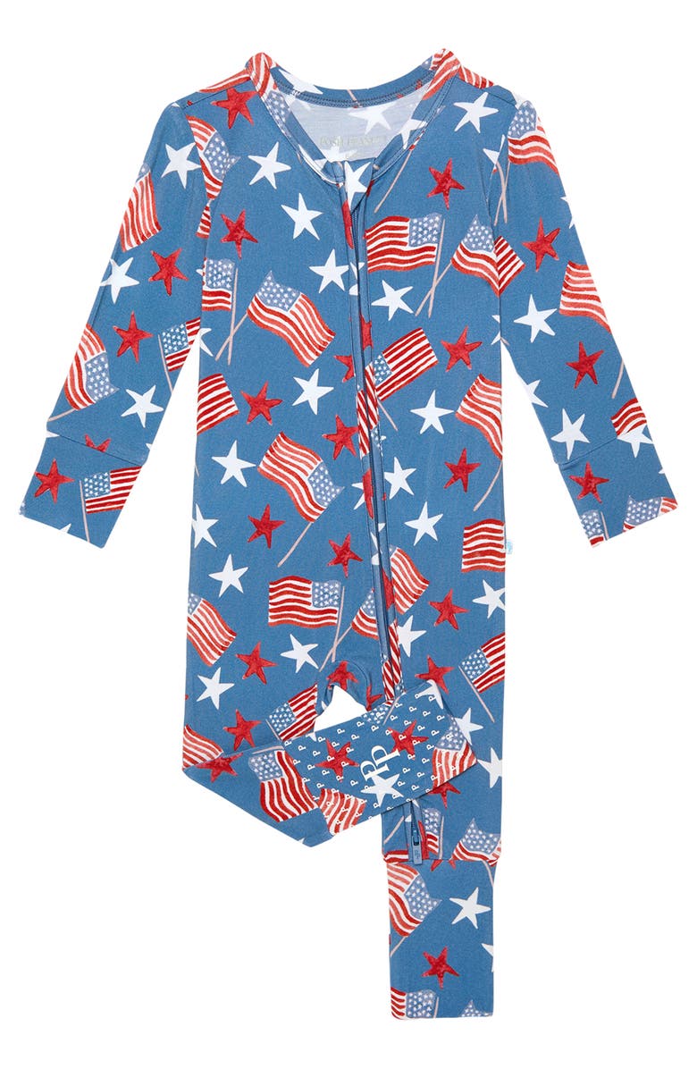 Posh Peanut Fitted Convertible One-Piece Pajamas, Alternate, color, Blue