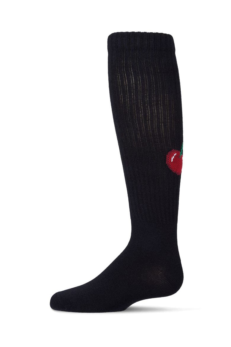 Ribbed Cotton-Blend Smile Stripe Knee High Sock, Alternate, color, Navy
