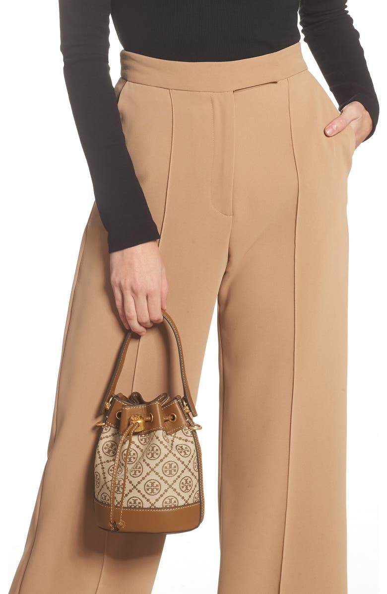 Tory Burch Mini T Monogram Jacquard Bucket Bag, Alternate, color,