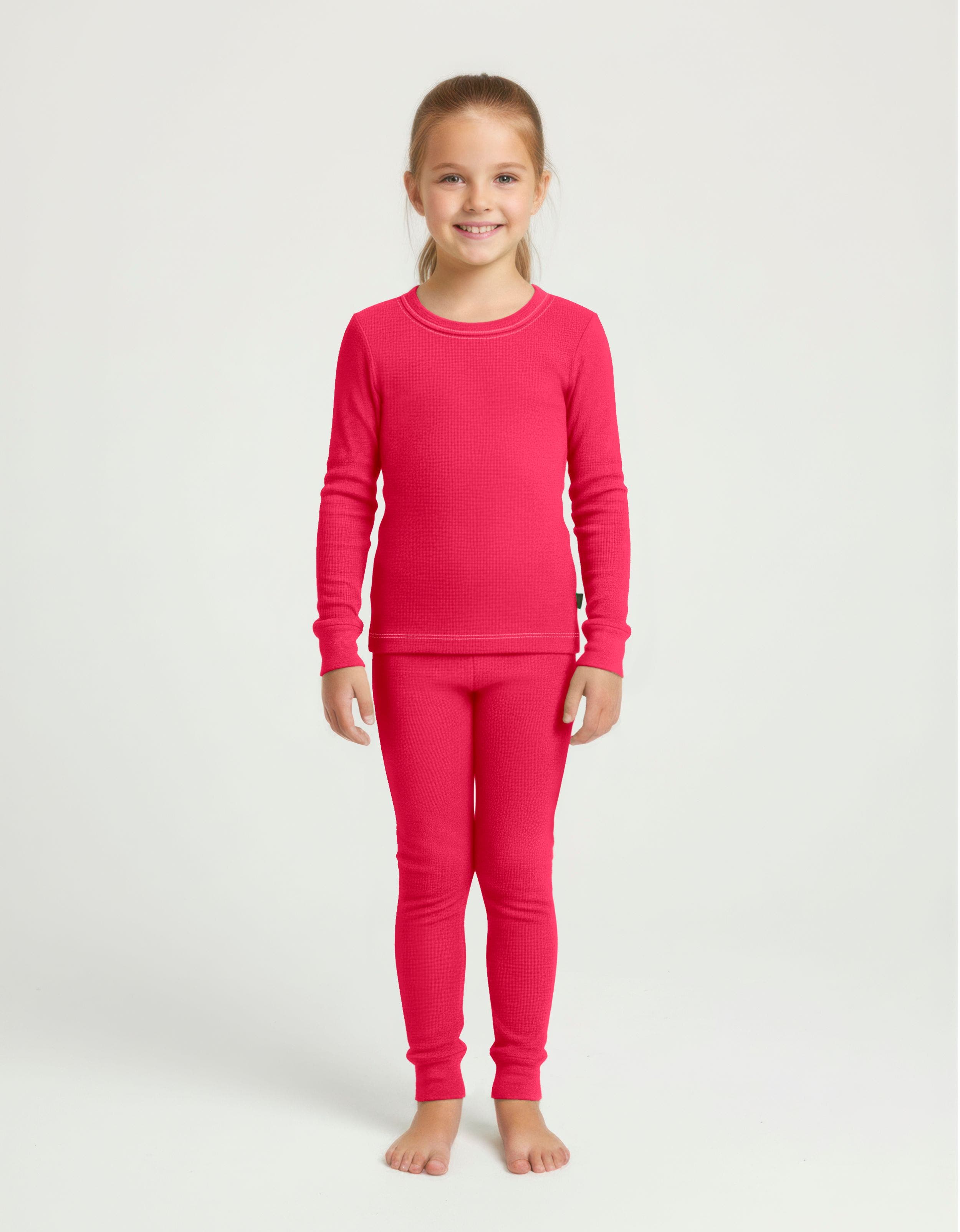City Threads Kids'  Girls Soft & Cozy Thermal Long Johns 2-piece Set In Red