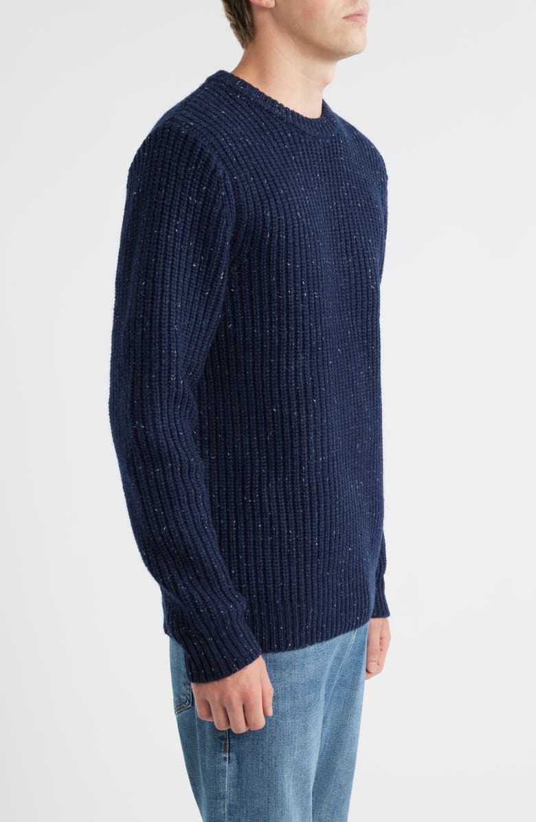Schott NYC Donegal Tweed Wool Blend Crewneck Sweater, Alternate, color, Navy