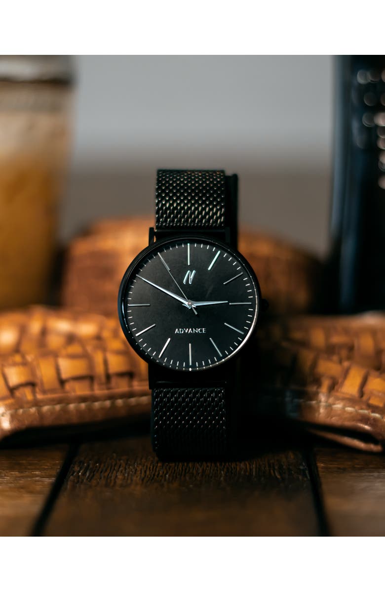 NCMPRBL Advance Black Sands Mesh Strap Watch, 40MM, Alternate, color, Black/Silver
