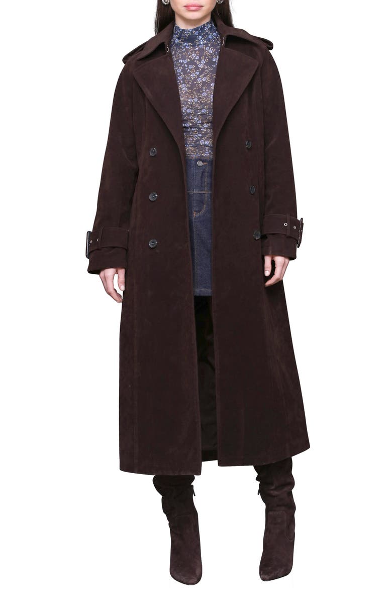 Avec Les Filles Double Breasted Faux Suede Trench Coat, Alternate, color,