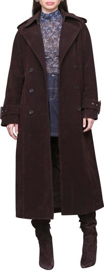 Double Breasted Faux Suede Trench Coat