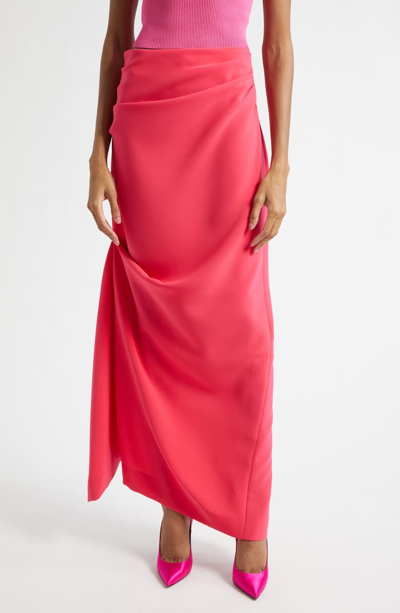 Christopher John Rogers Asymmetric Drape Satin Evening Skirt, Main, color, Watermelon