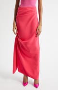 Christopher John Rogers Asymmetric Drape Satin Evening Skirt