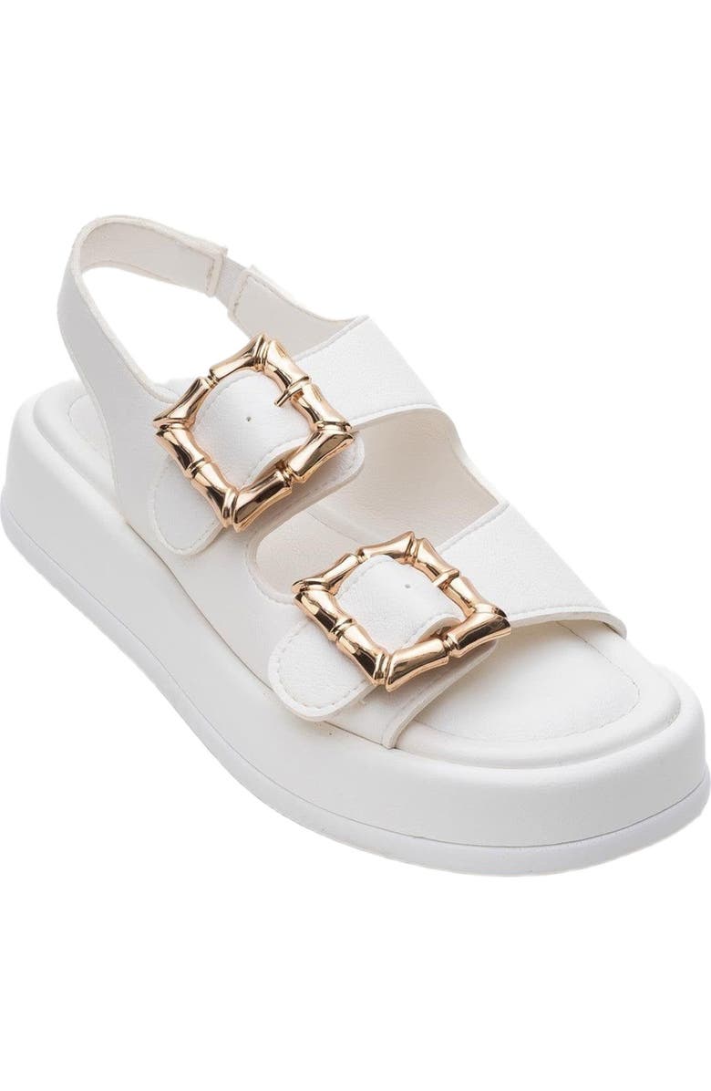 Prologue Shoes Slope Double Strap Sandal, Main, color, White Faux Leather