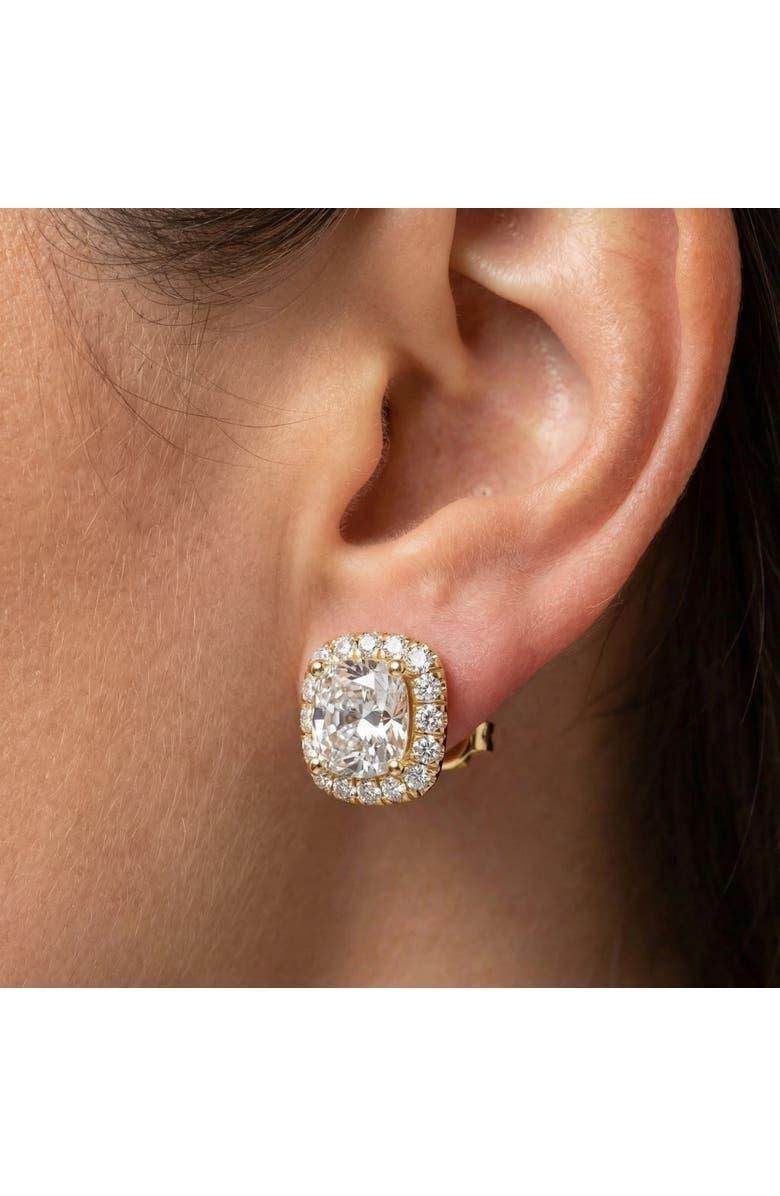 Bliss Diamond Certified 5.80Ct Cushion Cut Diamond Halo Studs 14k Gold Women's Earrings, Alternate, color, 14K White Gold