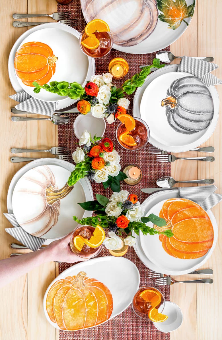 VIETRI Large Pumpkins Oval Serving Platter, Alternate, color,