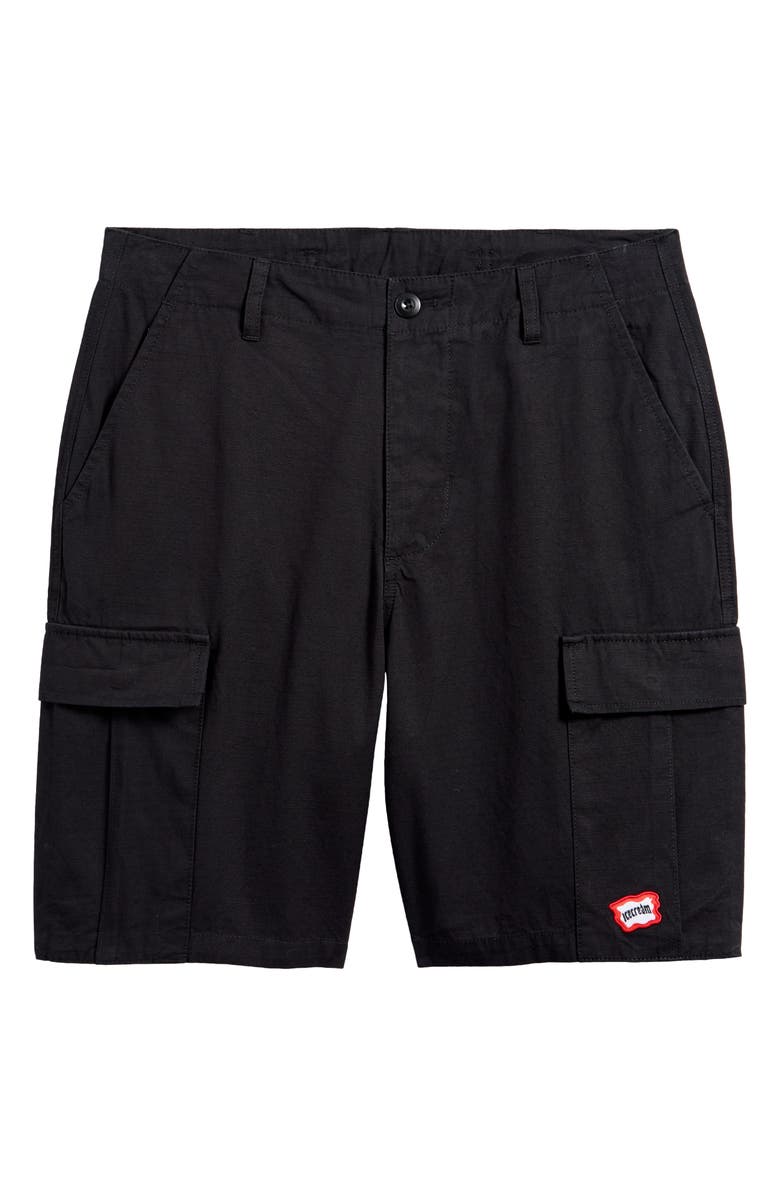 ICECREAM Destro Cotton Ripstop Cargo Shorts, Alternate, color, Black