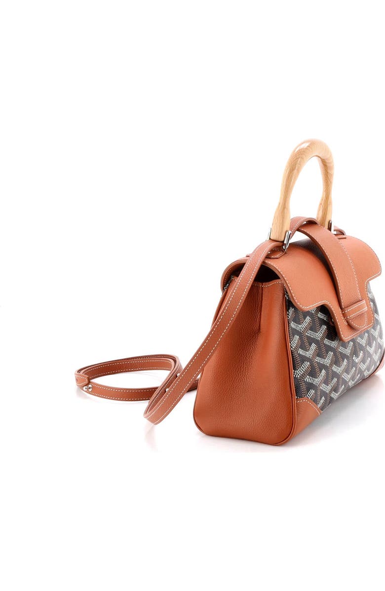 Pre-Owned Goyard Saigon Top Handle Bag Coated Canvas with Leather Mini, Alternate, color, Brown
