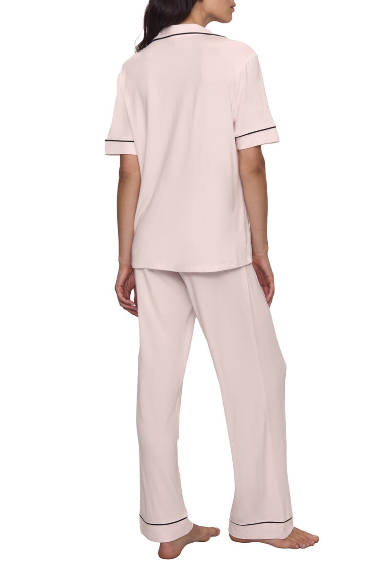 Gisele Short Sleeve Pant Pajamas, Alternate, color, SORBET PINK/ BLACK