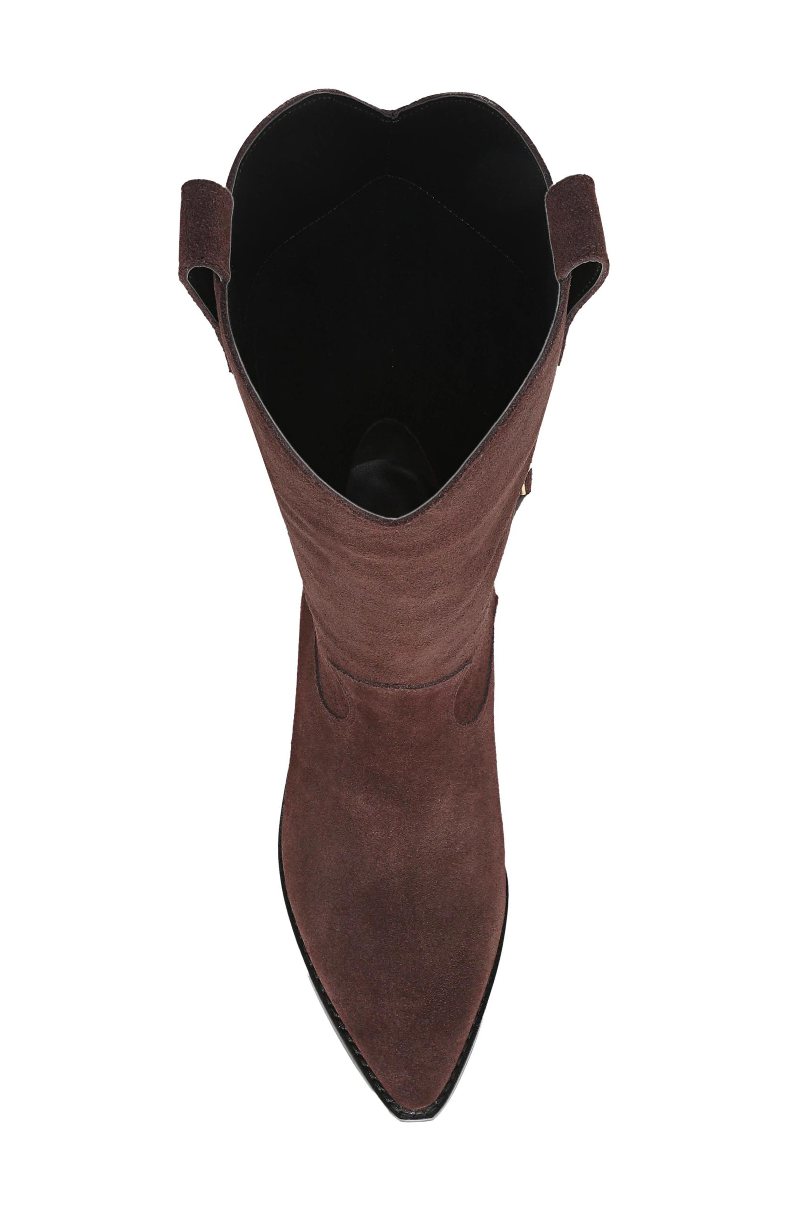 Georgia Croc Embossed Leather Boot, Alternate, color, BROWN CHICORY