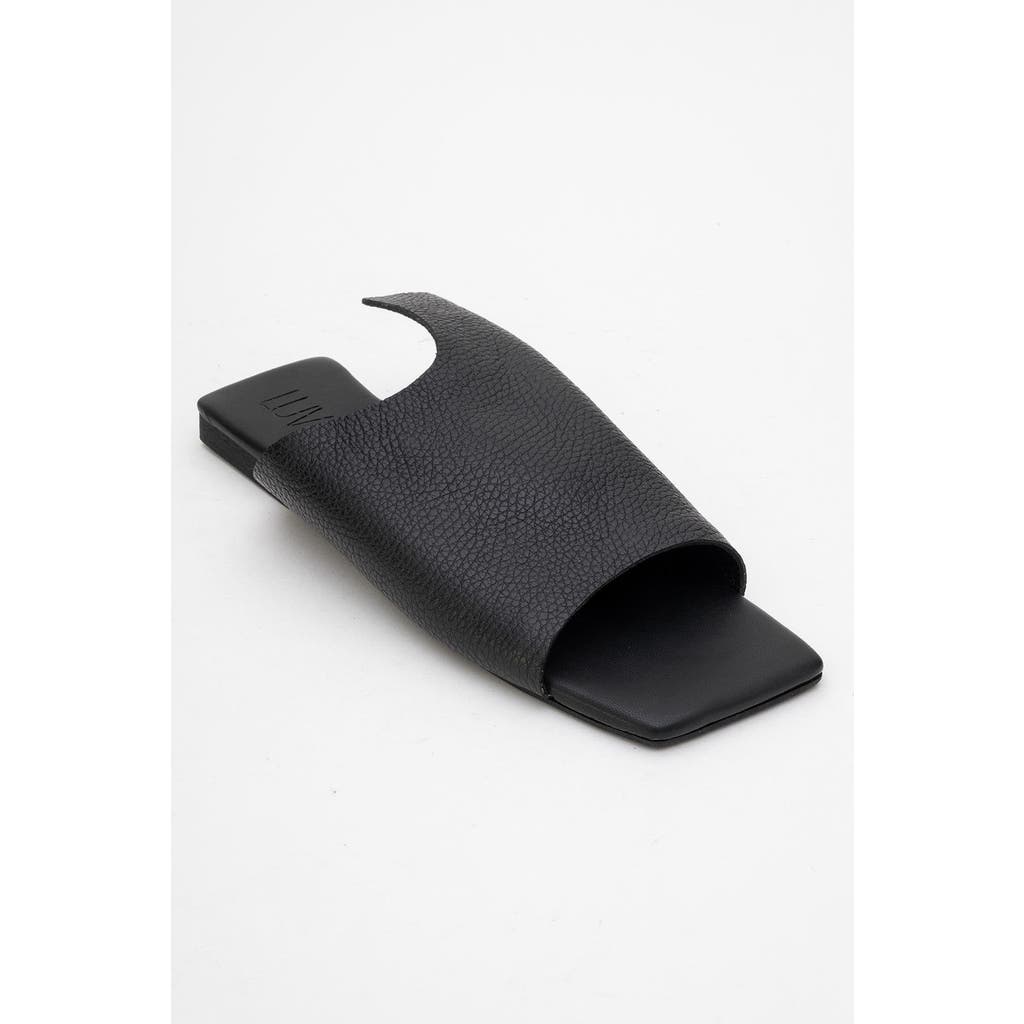 Forever & Always Shoes Orianna Leather Slide Sandal In Black