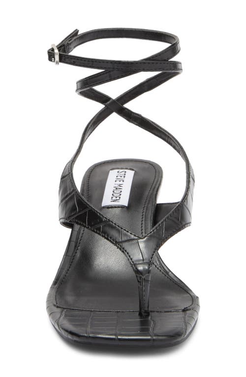 Steve Madden Rayger Ankle Strap Heel Sandal In Black Croc