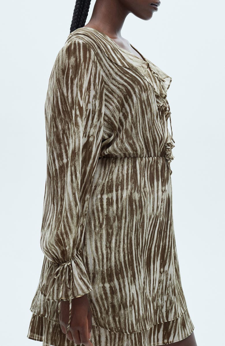 MANGO Ruffle Print Long Sleeve Minidress, Alternate, color, 