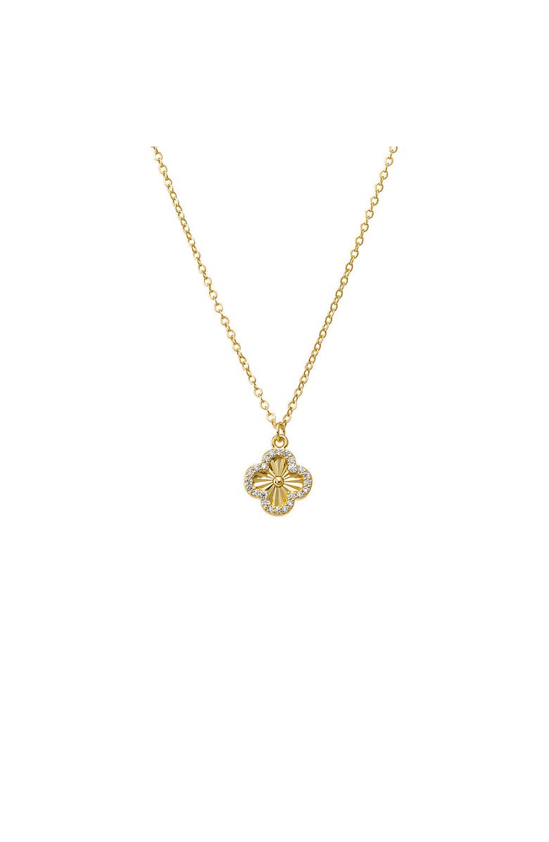 BY ADINA EDEN Pave Outlined Ridged Clover Pendant Necklace, Main, color, 