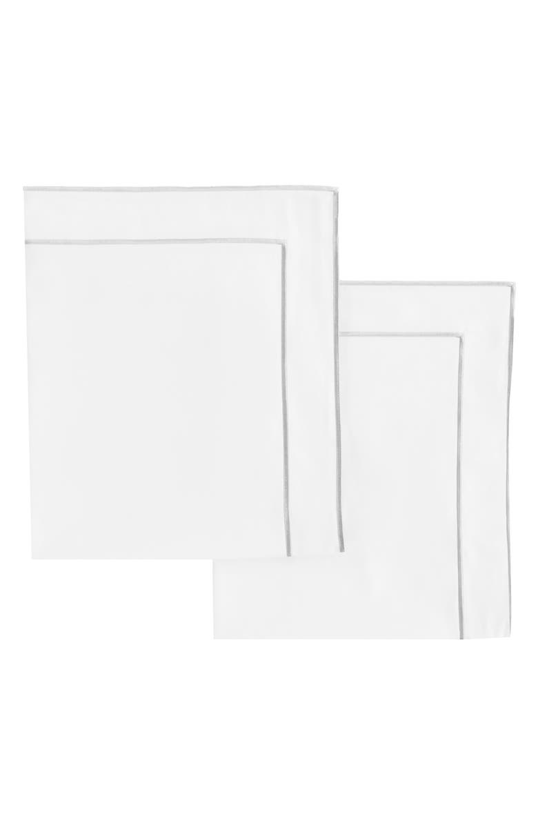 MELANGE HOME Framed Sateen 2-Pack 600 Thread Count Euro Shams, Main, color, Grey