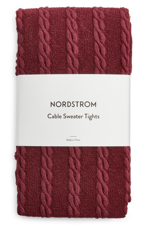 Nordstrom Cable Sweater Tights In Burgundy