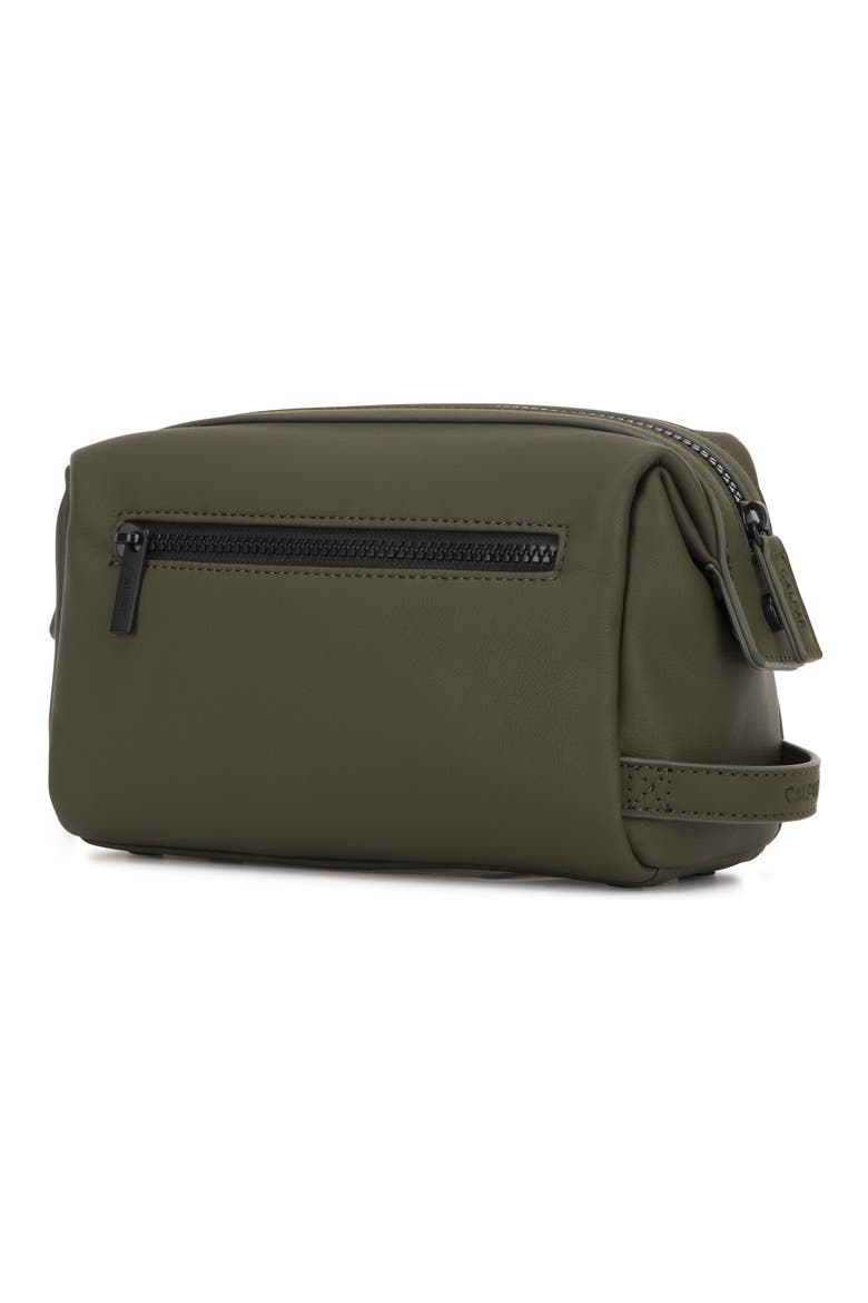 Hue Faux Leather Toiletry Bag, Alternate, color, MOSS