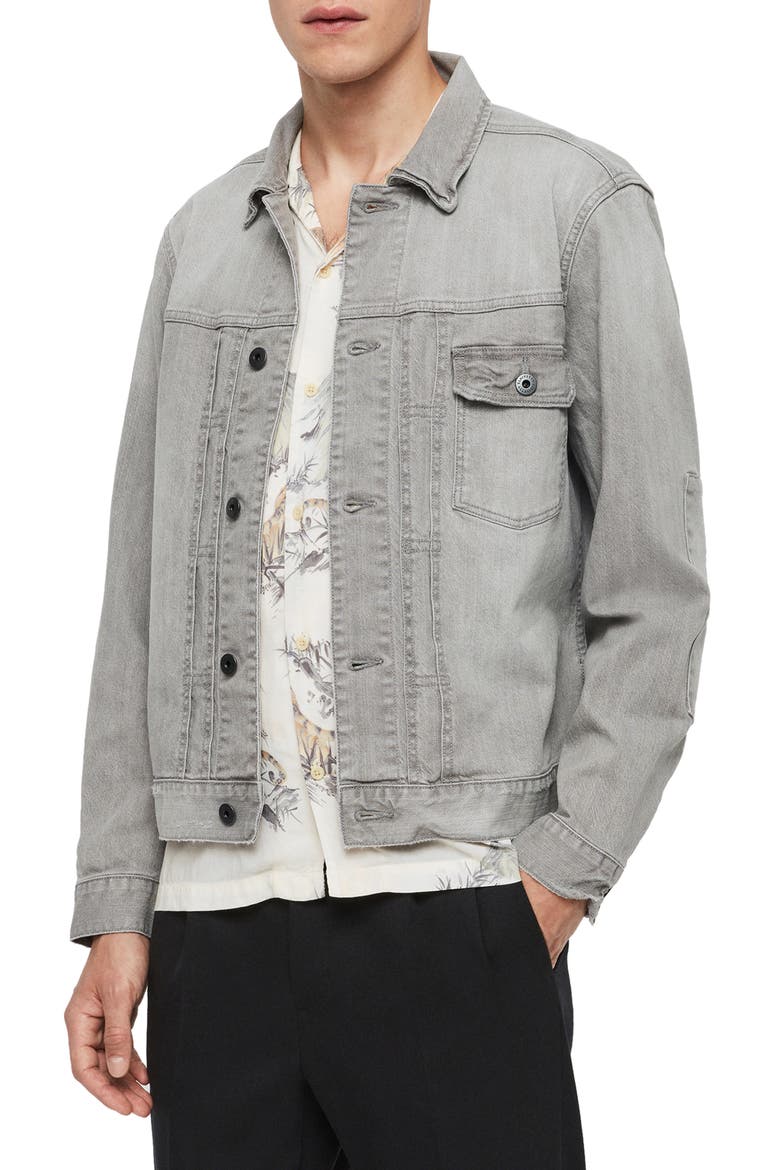Gasidro Patched Denim Jacket, Alternate, color, GREY