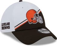 New Era Men's New Era White/Brown Cleveland Browns 2023 Sideline 39THIRTY Flex Hat