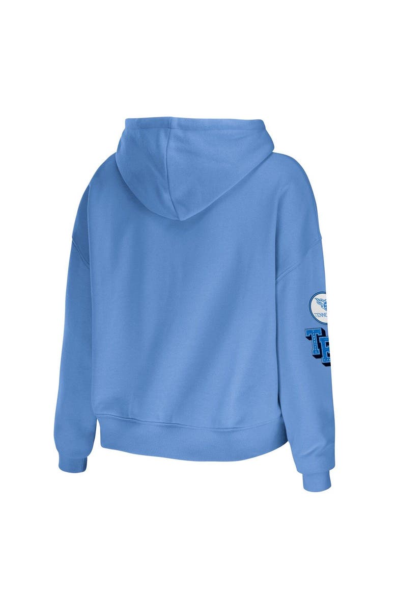 WEAR by Erin Andrews Women's WEAR by Erin Andrews Light Blue Tennessee Titans Modest Cropped Pullover Hoodie, Alternate, color, Light Blue