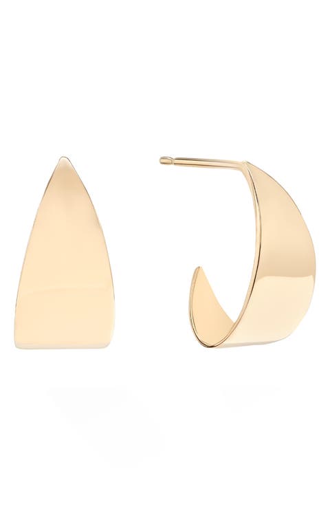 14K Gold Wrapped Wide Huggie Earrings
