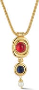 CHLOE AND MADISON 18K Gold Plated Faux Pearl Bejeweled Pendant Necklace