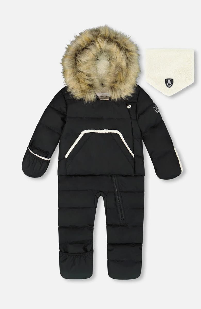 Deux par Deux Gender Inclusive One-Piece Snug Snowsuit Designed for Car Seat, Main, color, Black