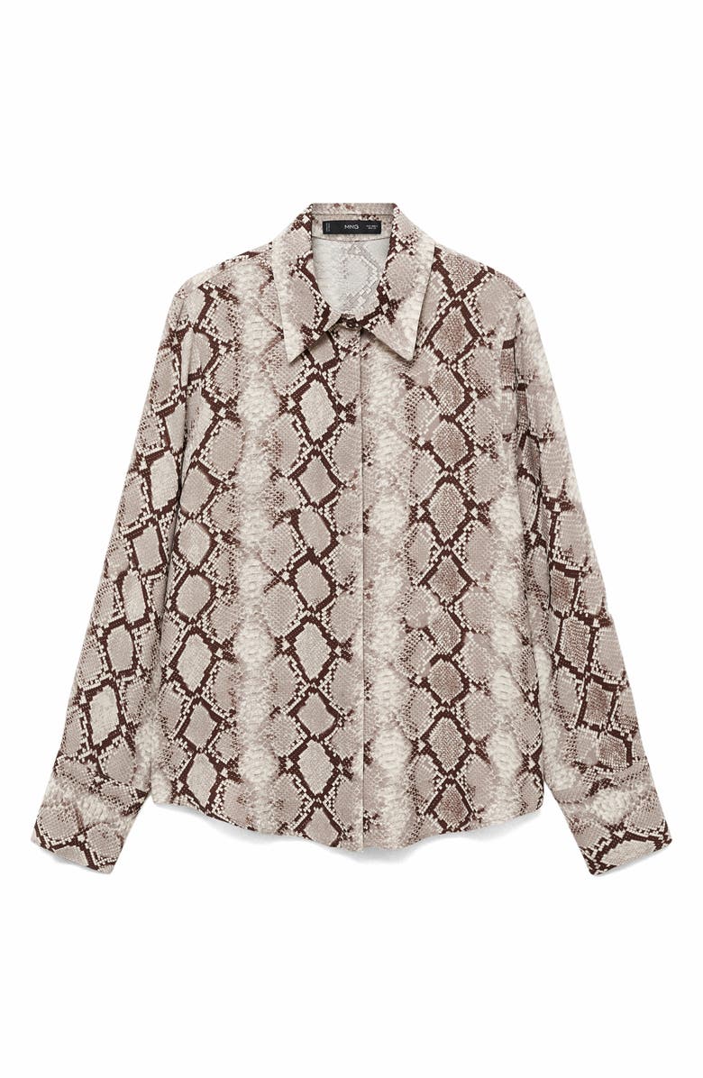 MANGO Snakeskin Print Button-Up Shirt, Alternate, color, 