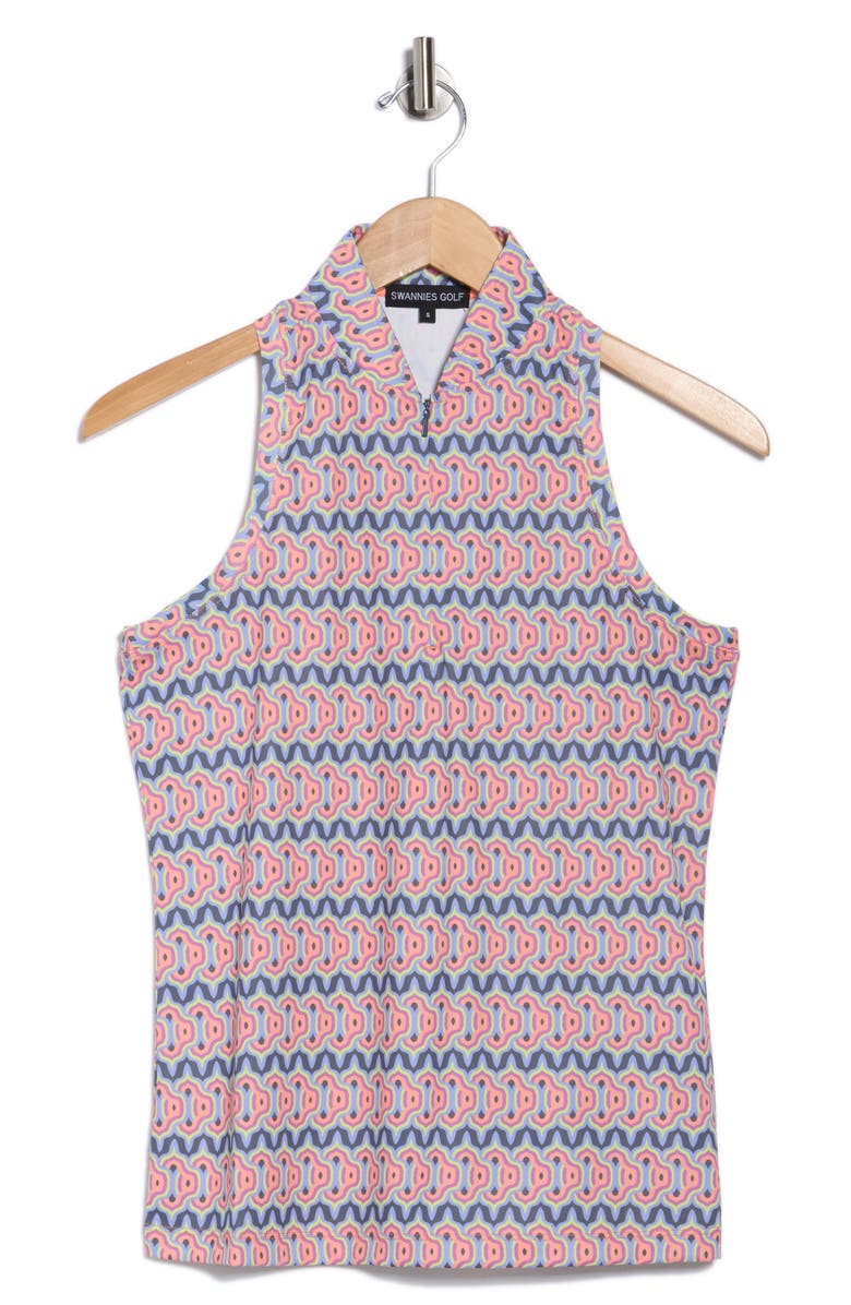 Swannies Madelyn Sleeveless Half Zip Knit Polo, Alternate, color, Peach