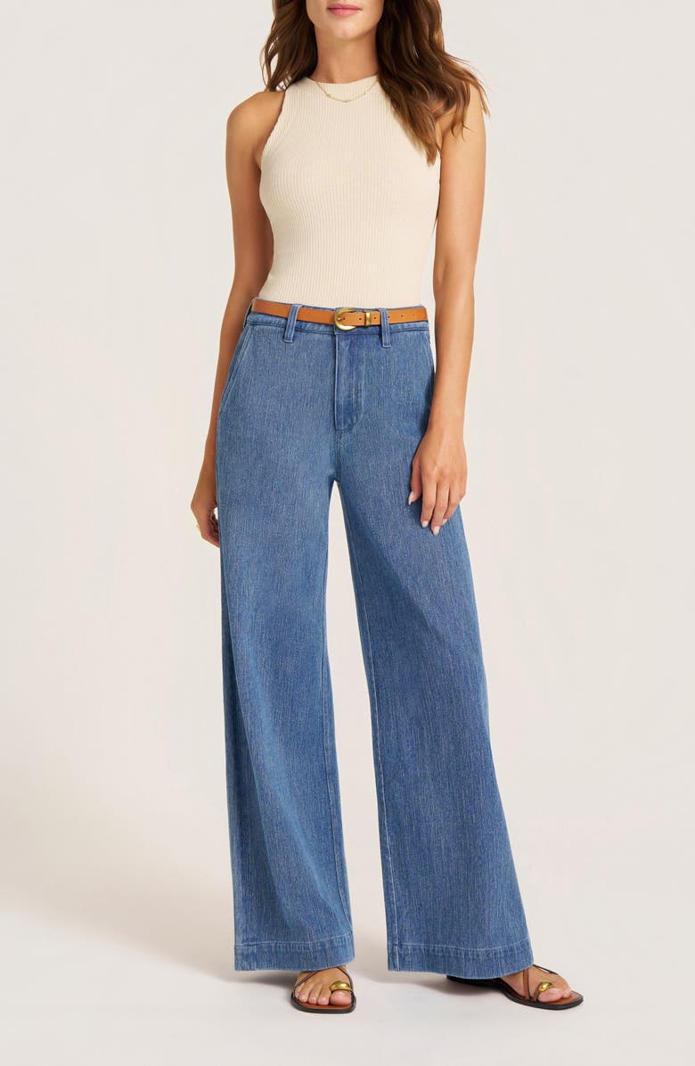 matty m. Clayton Wide Leg Jeans, Alternate, color, Denim