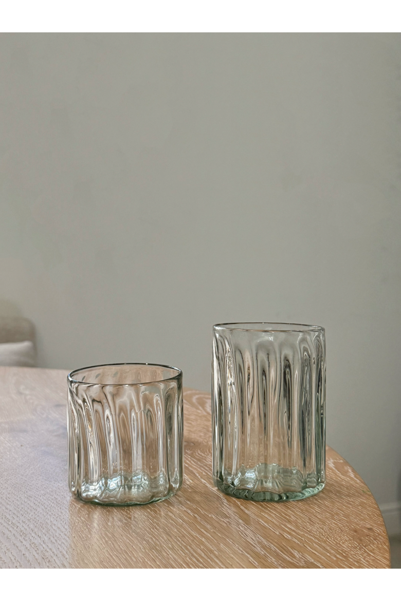 Handblown Fluted Tumbler - Set of 2, Alternate, color, Clear - Small