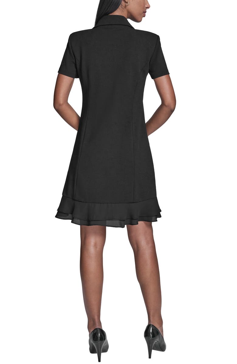 KARL LAGERFELD Double Breasted Ruffle Hem Blazer Minidress, Alternate, color, Black