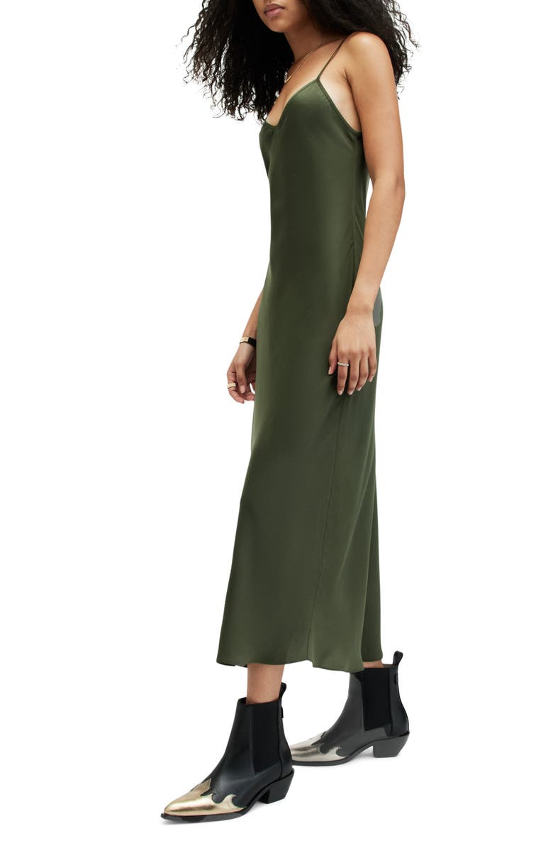 AllSaints Bryony Slipdress, Main, color, Forest Green