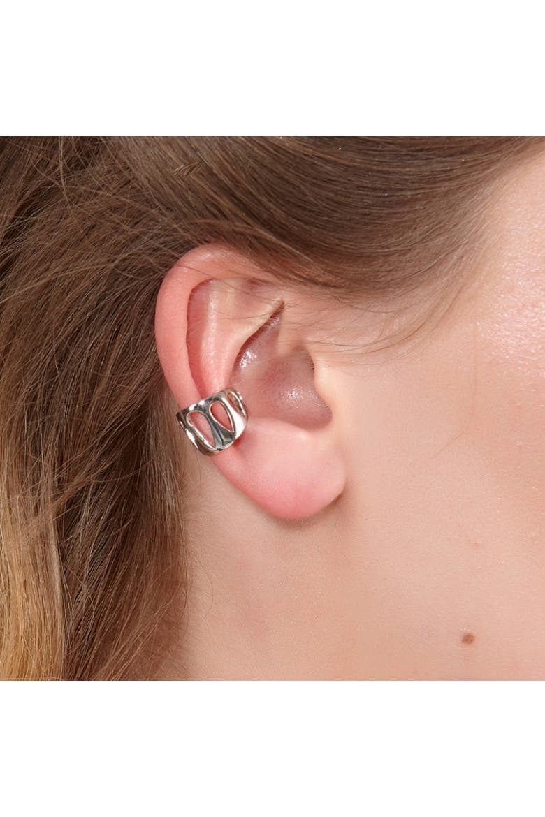 Petal Ear Cuff, Alternate, color, Sterling Silver