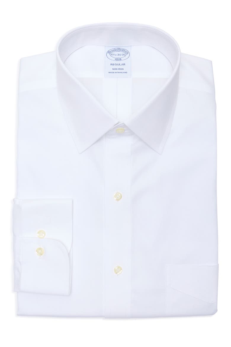 Regular Fit Non-Iron Cotton Dress Shirt, Alternate, color, WHITE