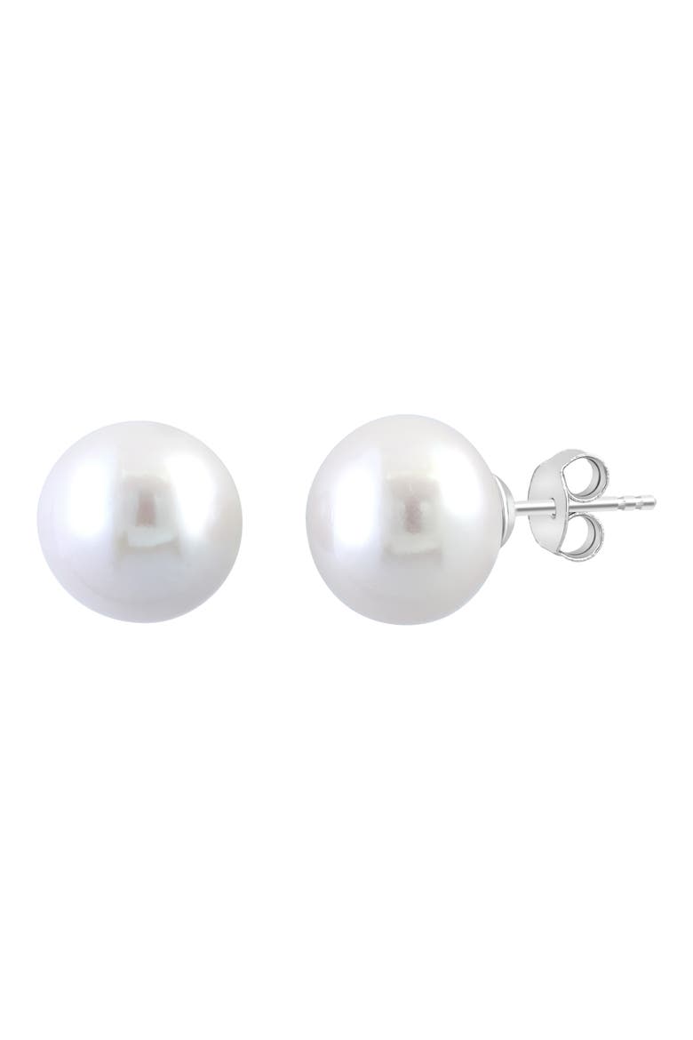 Sterling Silver 12mm Freshwater Pearl Stud Earrings, Alternate, color, SILVER