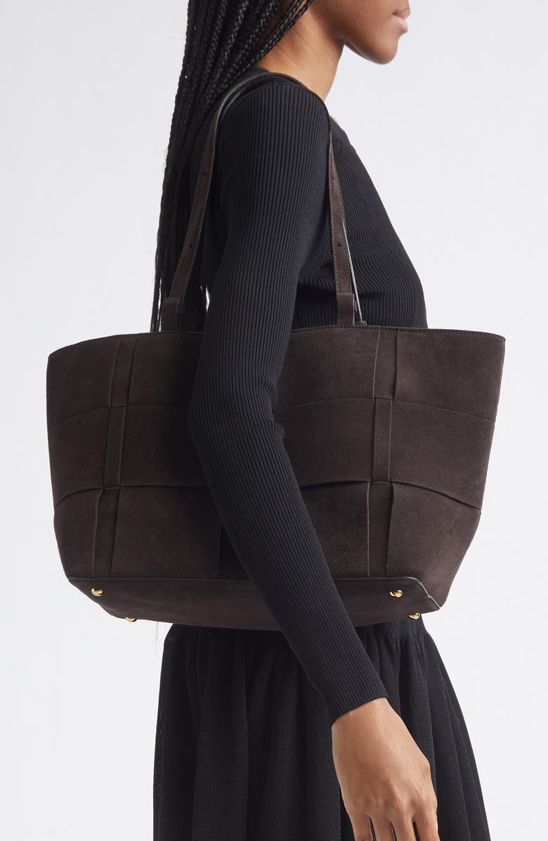 DeMellier The Florence Woven Leather Tote, Alternate, color, Dark Chocolate