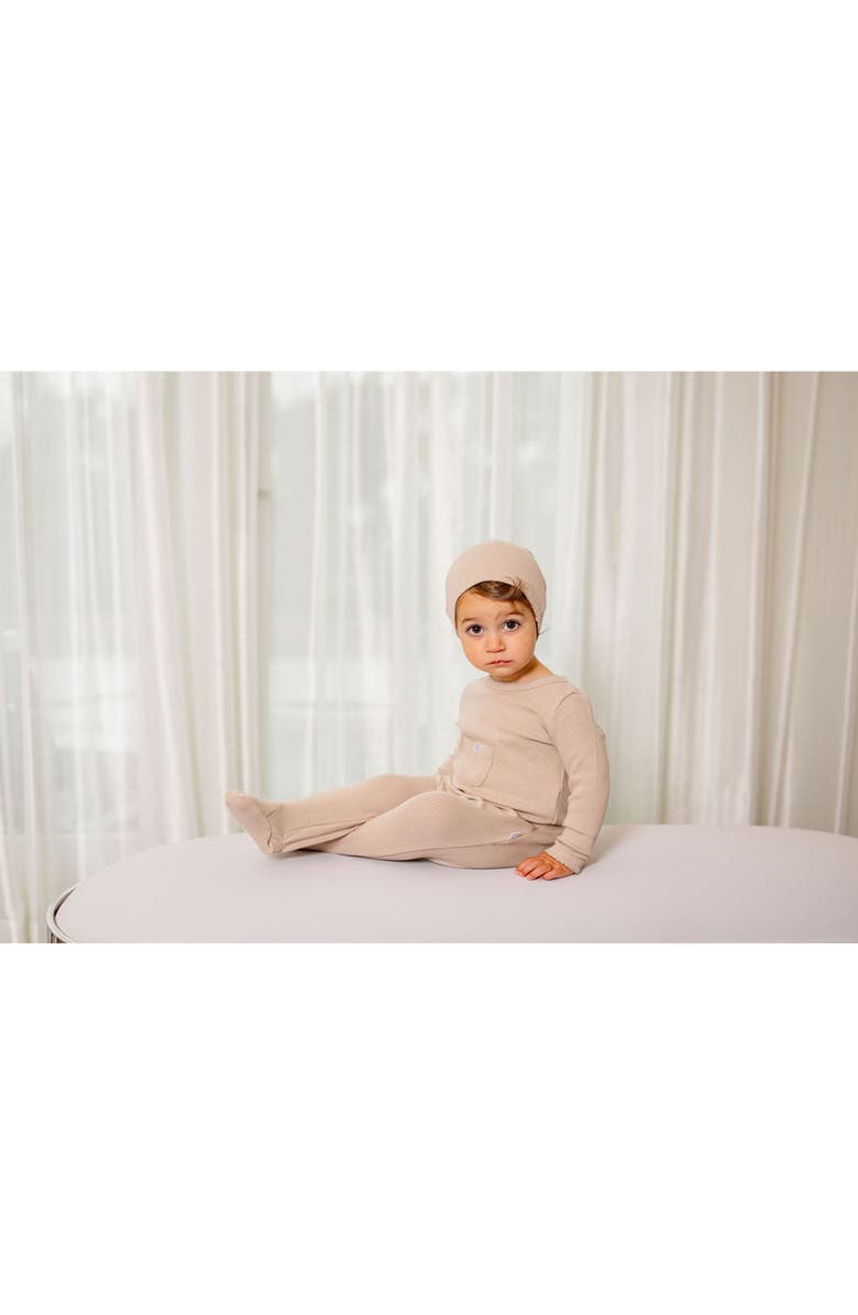 Pouf Girls Ribbed Pocket Footie, Alternate, color, Taupe