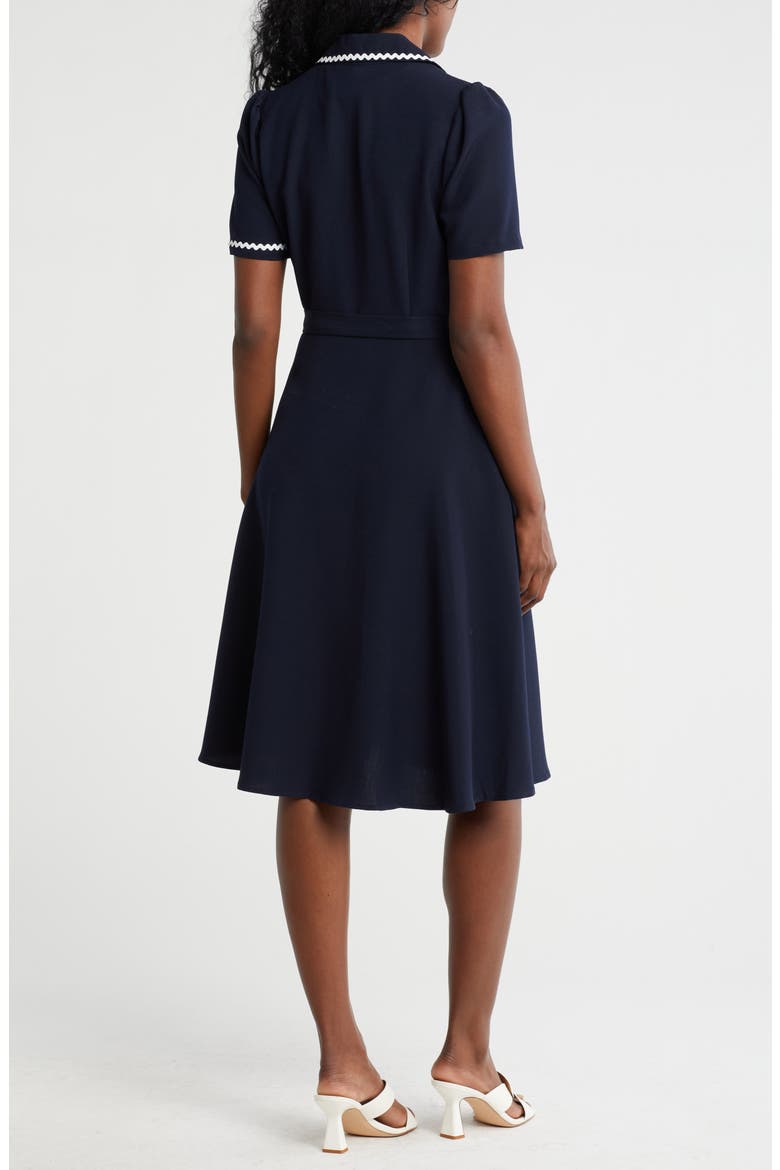 Tipped Scalloped Trim Shirtdress, Alternate, color, NANETTE NAVY/ WHITE